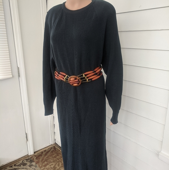 80s Merino Wool Sweater Dress Basic Gray Ambria M - Picture 5 of 7